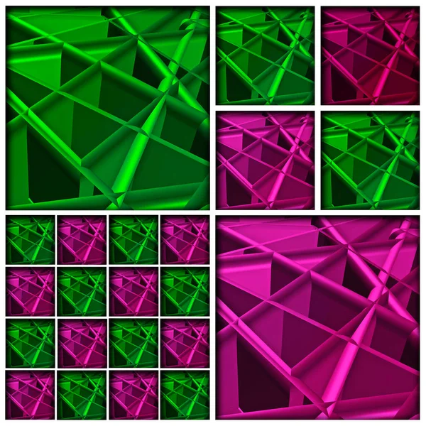 Abstrakcyjny Montaż Struktury Achytektonicznej Kolorze Zielonym Magenta — Zdjęcie stockowe