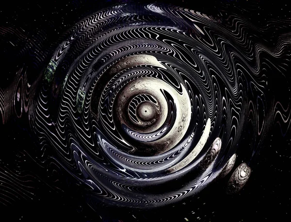 Parlak, soyut bir sanat. Siyah beyaz kıvrımlı, sessiz renklerle.