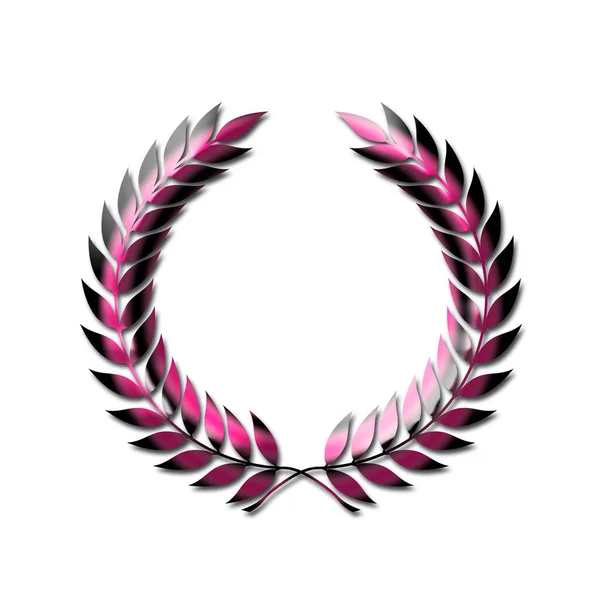 Abstrakt Lagerkrans Krans Symbol Rosa Isolerad Vit Bakgrund — Stockfoto