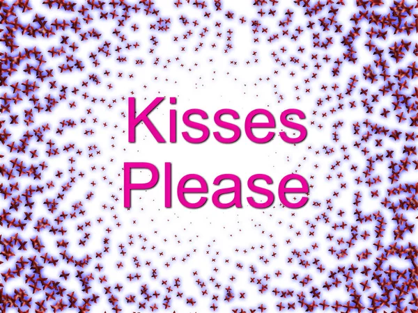 A fun Kisses Please message with halftone pattern of kisses with for use as a card design