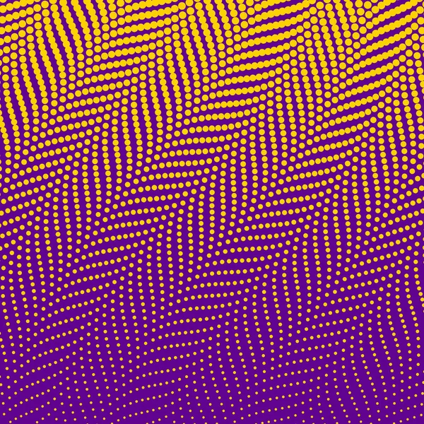 黄色と紫の点と渦のレトロなスタイルのハーフトーンパターンの背景 — ストック写真