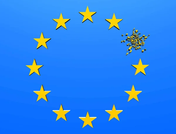 Star Flag Illustration One Star Disintegrating Brexit — Stock Photo, Image