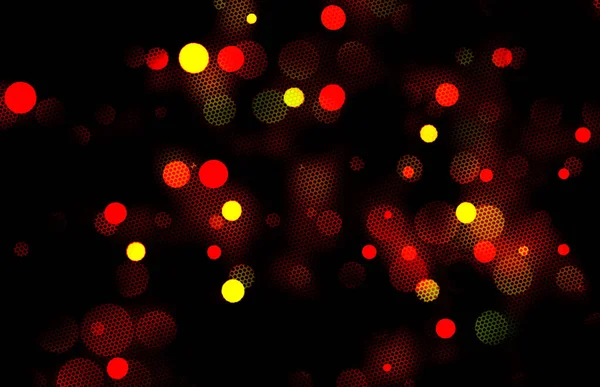 Diseño Bokeh Festivo Rojo Amarillo Con Efecto Semitono Sobre Negro —  Fotos de Stock