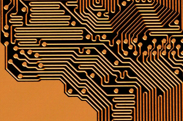 A printed circuit board pattern in orange for use as a background