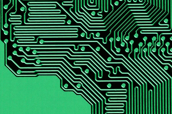 A printed circuit board pattern in green for use as a background