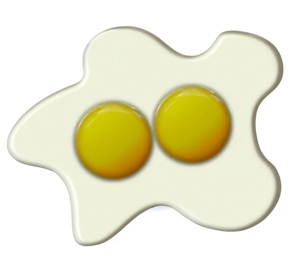 Delicious Fried Egg Yellow Double Yolk Isolated White Background — Stock Photo, Image