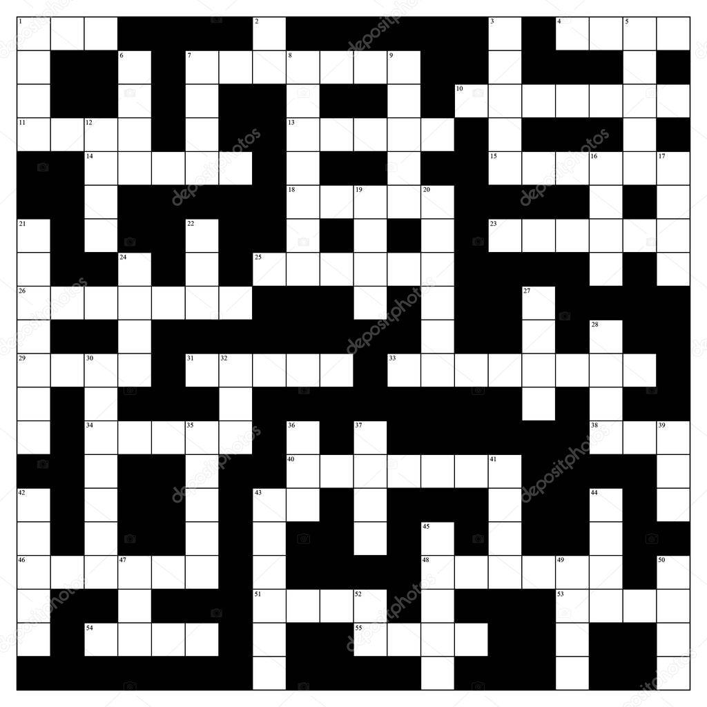 An empty crossword template with clue numbers