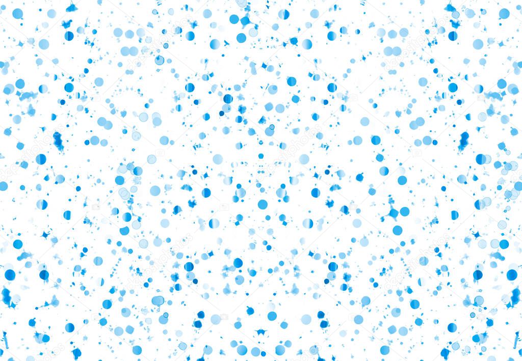 A delicate design of random blotches in shades of blue on white for use as a background