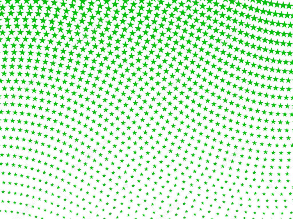 A simple retro style wavy halftone star pattern background in green on white