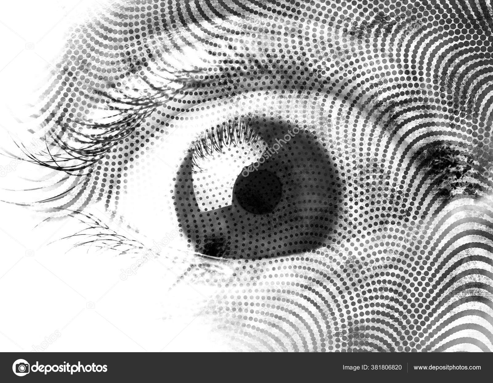 Artistic Eye Icon Halftone Effect Black White — Stock Photo © Raydar