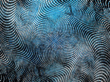 Siyah, beyaz ve mavi renklerde çirkin, soyut bir yarım ton.