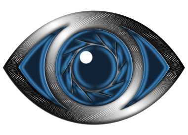 Beyazda yarım ton etkisi olan fütüristik bir göz simgesi