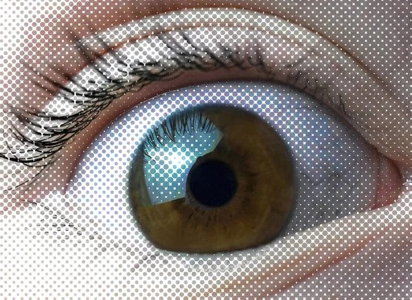 Sebuah Gambar Mata Dalam Closeup Dengan Efek Halftone — Stok Foto