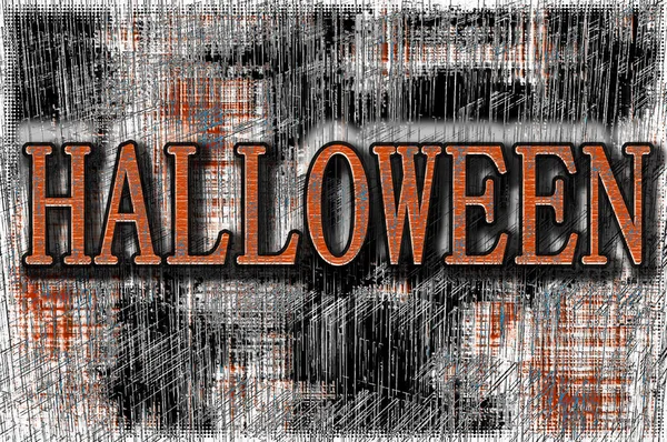 Design Cartaz Halloween Com Fundo Grunge Riscado Laranja Preto Ilustração — Fotografia de Stock