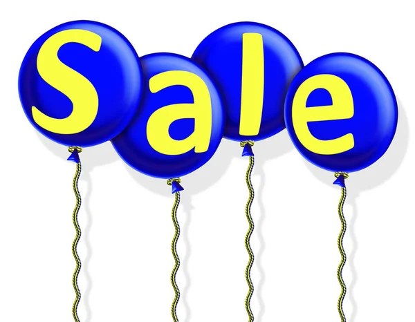 Sale Balloons Sign Ribbons Blue Yellow Illustration Isolated White Background — Stock Photo, Image