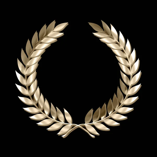 Laurel Wreath Quality Symbol Gold Isolated Black Background — Stock Photo, Image