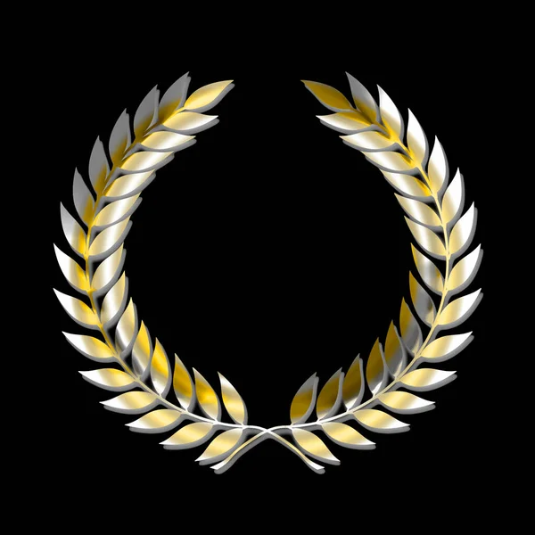 Laurel Wreath Abstract Symbol Gold Isolated Black Background — Stock Photo, Image