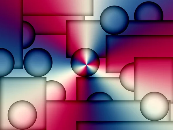 Een Minimalistisch Modern Art Design Van Cirkels Rechthoeken Rood Blauw — Stockfoto
