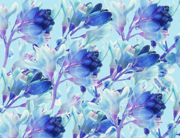 Textured Wallpaper Design Based Blue Flowers — Stock Photo, Image