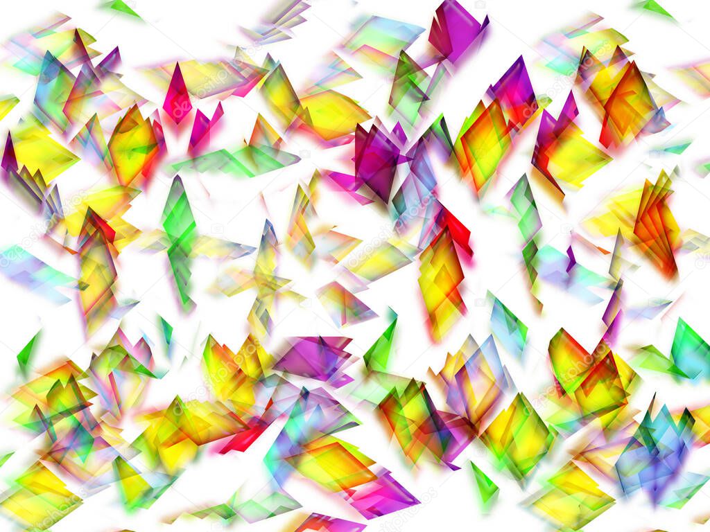 A multicolored gemstone abstract with blur effect on white