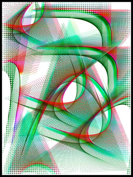 Абстрактне Лінійне Мистецтво Формою Формою Півтоном Зеленому Червоному Кольорі Білому — стокове фото