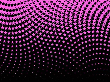 Siyah arkaplanda pembe renkli küçük yıldız dalgaları şeklinde bir yarım ton.