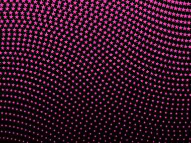 Siyah arka planda pembe renkli küçük yıldızların dalgalı yarım ton deseni