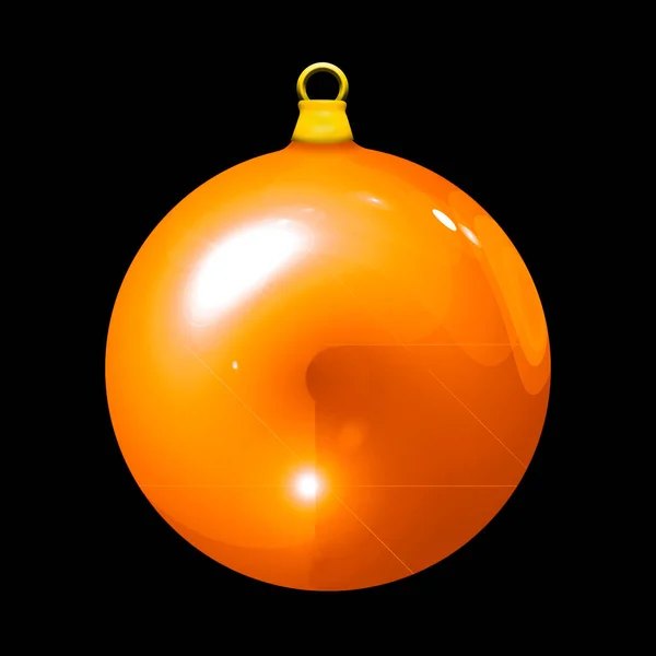 Eine Orangefarbene Transluzente Glänzende Christbaumkugel Darstellung Isoliert Auf Schwarzem Hintergrund — Stockfoto