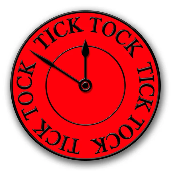 Design Rosto Relógio Tick Tock Vermelho Preto Moderno Ilustração Isolado — Fotografia de Stock