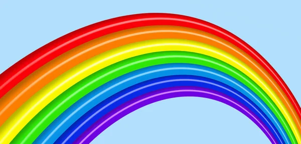 Gökyüzü mavisi bir arkaplanda izole edilmiş, perspektifte basit bir yarıküresel gökkuşağı tasarımı