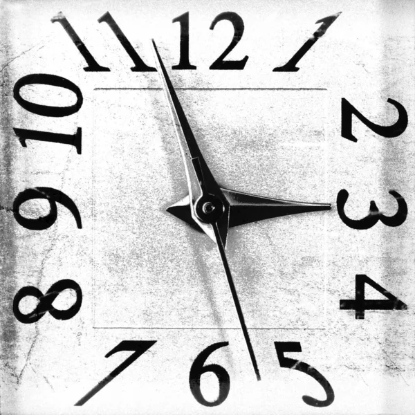Rosto Retro Relógio Grungy Preto Branco Monocromático — Fotografia de Stock
