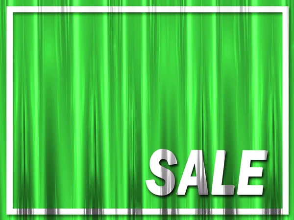 Store Window Sale Sign Curtain Effect Green — Stock Photo, Image