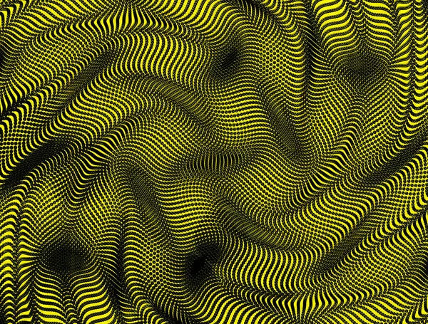 Padrão Abstrato Escuro Amarelo Preto Com Ondas Meio Tom Redemoinhos — Fotografia de Stock