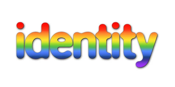 Texto Signo Identidad Ilustración Con Colores Del Arco Iris Aislados — Foto de Stock