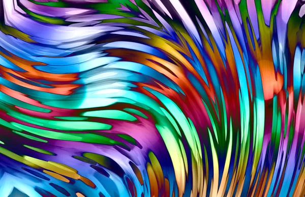 Çok renkli, dalgalı, modern bir soyut sanat eseri.
