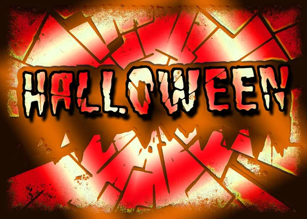 Grungy Spalony Znak Halloween Pękniętym Efektem — Zdjęcie stockowe
