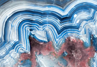 Bantlanmış agate chalcedony makro mavi ile