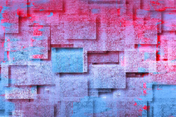 三维图解中红色和蓝色块的现代抽象 — 图库照片
