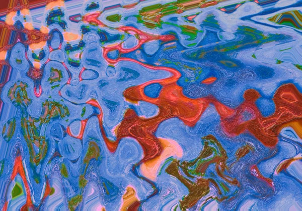 A contemporary abstract art painting of fluid distorted shapes