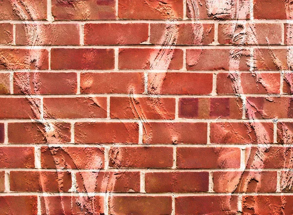 Nahaufnahme Eines Mit Mörtel Beschmierten Teils Einer Roten Ziegelmauer — Stockfoto