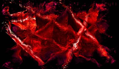 Kırmızı ve siyah şekilleri bozan çağdaş bir sıvı soyutlaması.