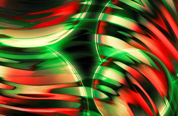 Kırmızı ve yeşil kıvrımlı kürelerin zarif soyut sanat arkaplanı