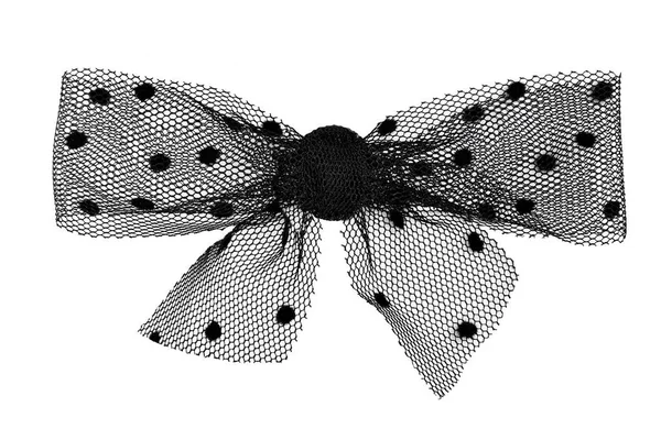 Koronkowy Koronkowy Kokardka Czarnej Kropce Projekt Odizolowany Białym Tle — Zdjęcie stockowe