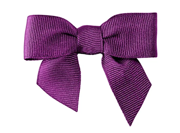 Decorative Fabric Bow Ribbon Purple Isolated White Background — Stock Photo, Image