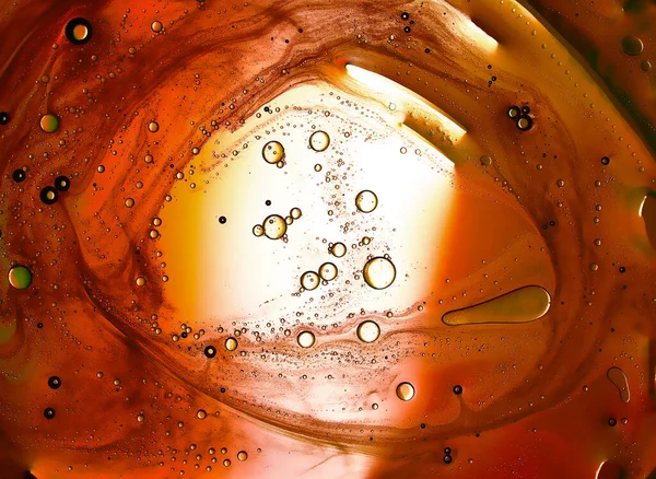 Ein Makro Foto Von Wasser Und Öltröpfchen Brauntönen — Stockfoto