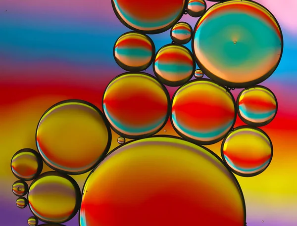 Oil Water Bubble Abstract Extreme Close Macro Reflections Multicolor — Stock Photo, Image