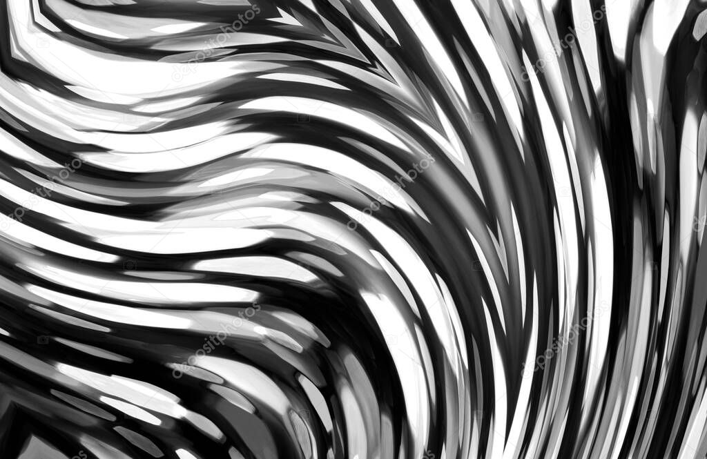 A modern abstract with black and white flames