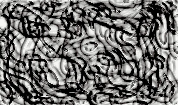 渦と尾根を持つ黒と白のテクスチャ抽象的なパターンの背景 — ストック写真