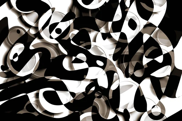 Современный Абстрактный Дизайн Кругов Случайных Форм Черно Белом Коричневом Цвете — стоковое фото