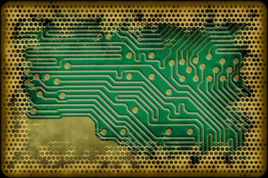 Haltone çerçeve ile grungy devre kartı tasarımı 